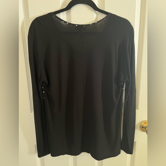 Ann Taylor Loft Black & White Polka Dot Long Sleeve Top - Picture 5 of 9